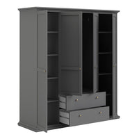 Thumbnail for Matt Grey Large 4 Door 2 Drawer Wardrobe