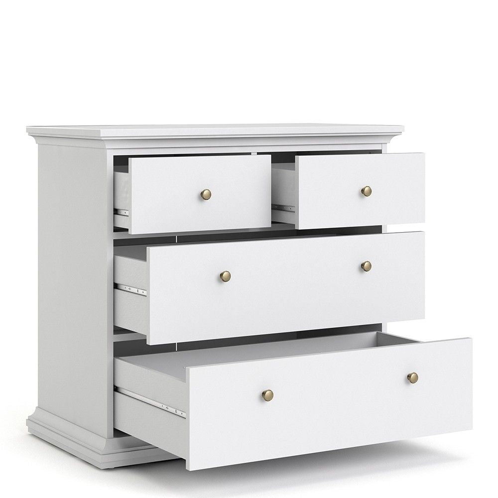 Modern White Chest of 4 Drawers