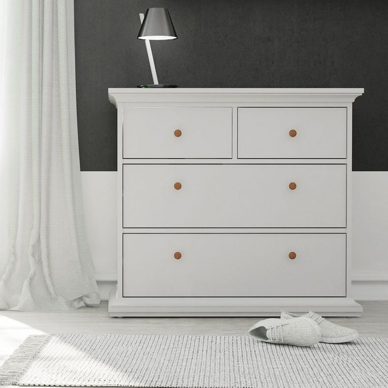 Modern White Chest of 4 Drawers