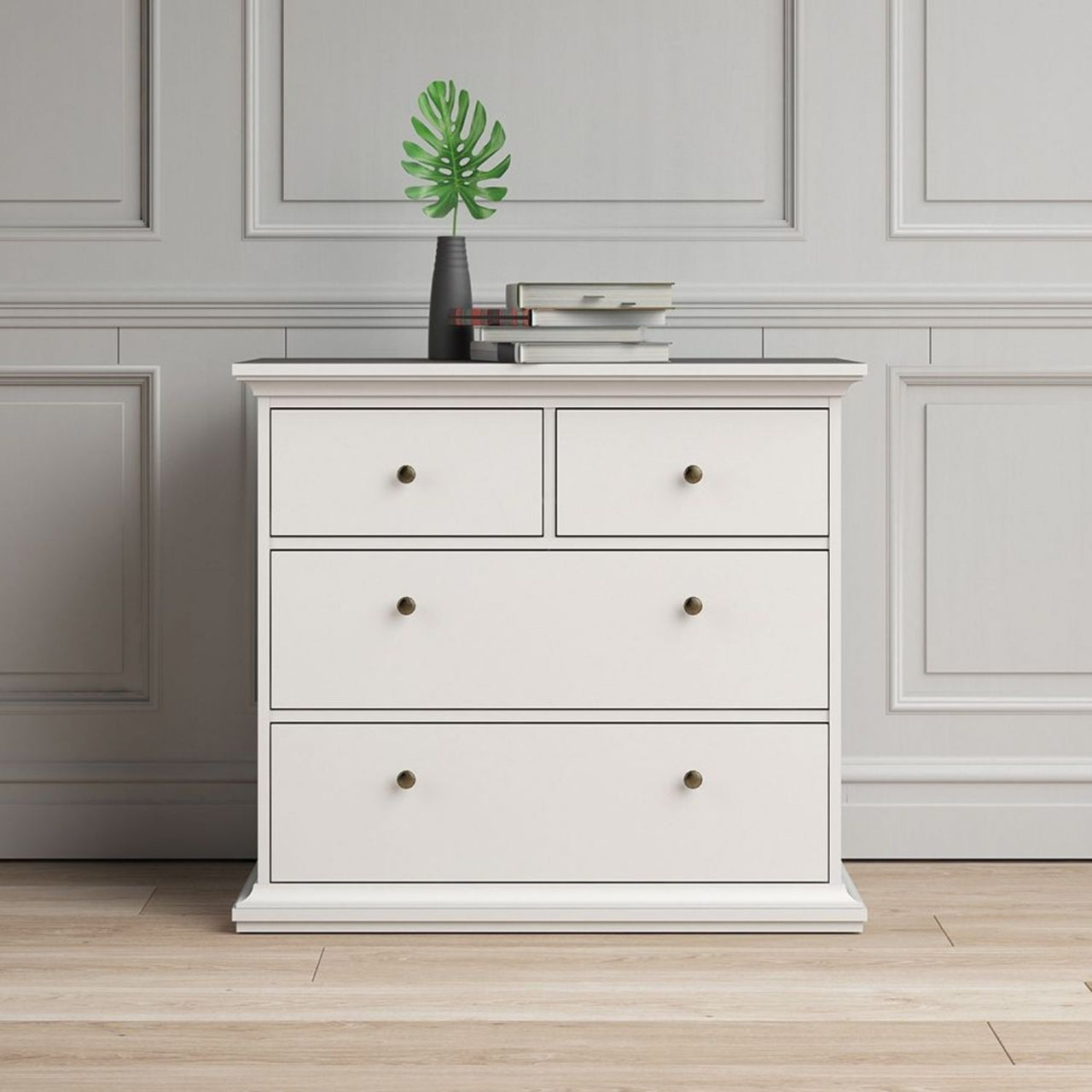 Modern White Chest of 4 Drawers