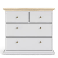 Thumbnail for Chest of 4 Drawers White with Oak Top 96cm Wide