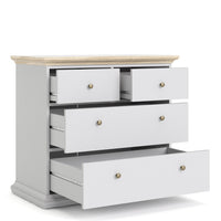 Thumbnail for Chest of 4 Drawers White with Oak Top 96cm Wide