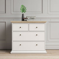 Thumbnail for Chest of 4 Drawers White with Oak Top 96cm Wide