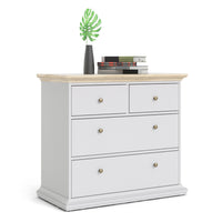 Thumbnail for Chest of 4 Drawers White with Oak Top 96cm Wide