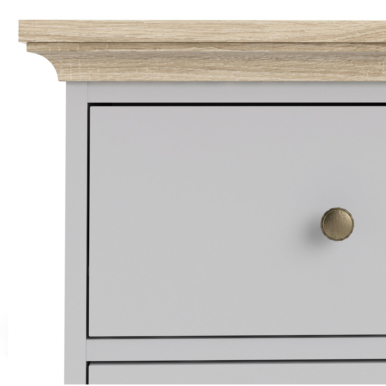 Chest of 4 Drawers White with Oak Top 96cm Wide