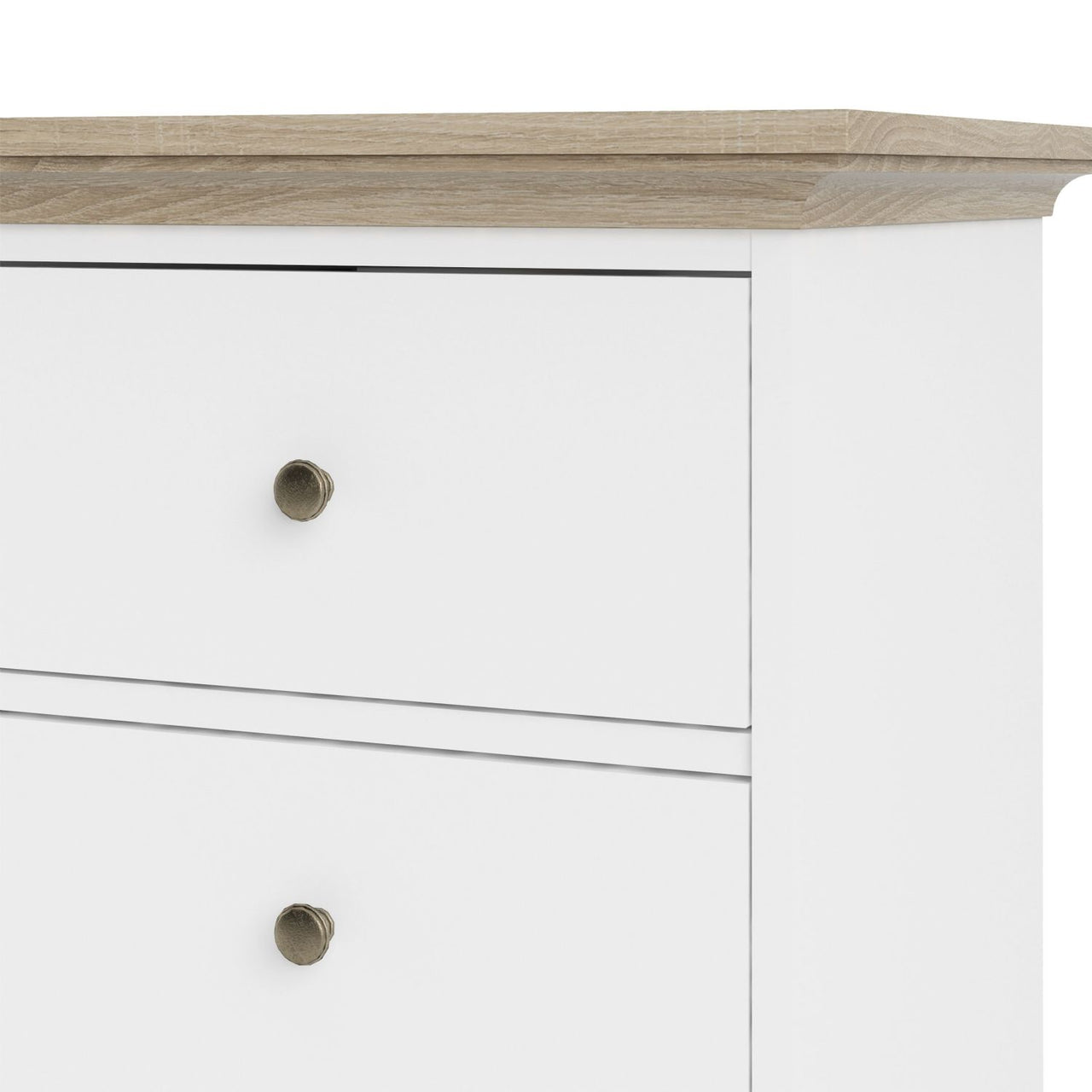 Chest of 4 Drawers White with Oak Top 96cm Wide