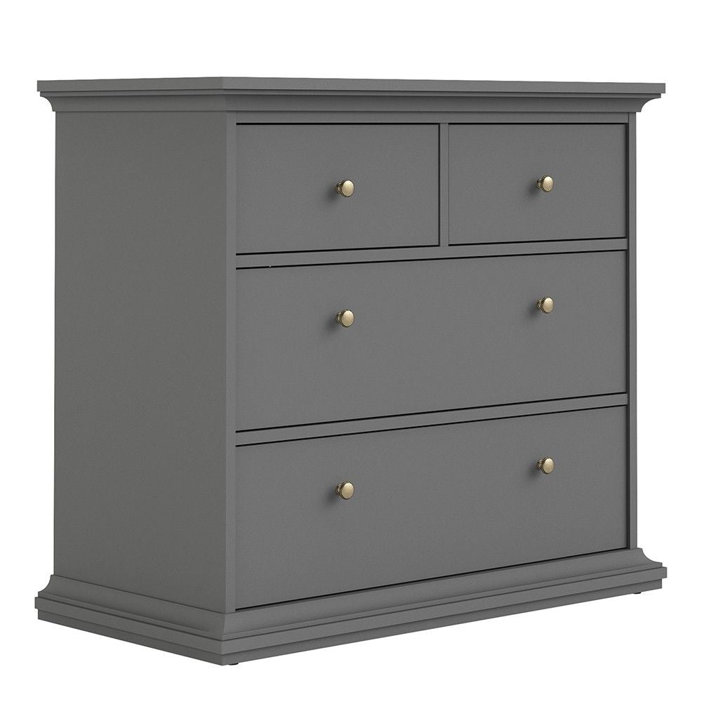 Matt Grey 4 Drawer Chest With Metal Knobs