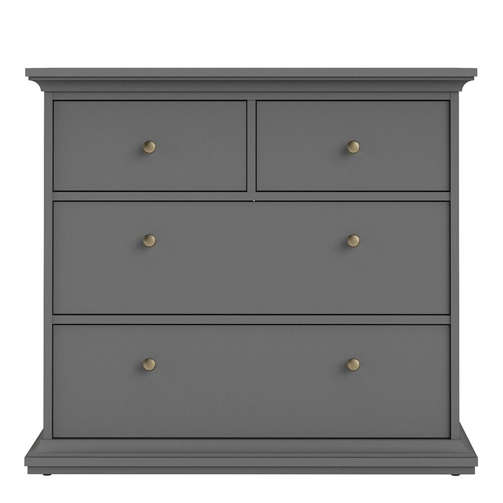 Matt Grey 4 Drawer Chest With Metal Knobs