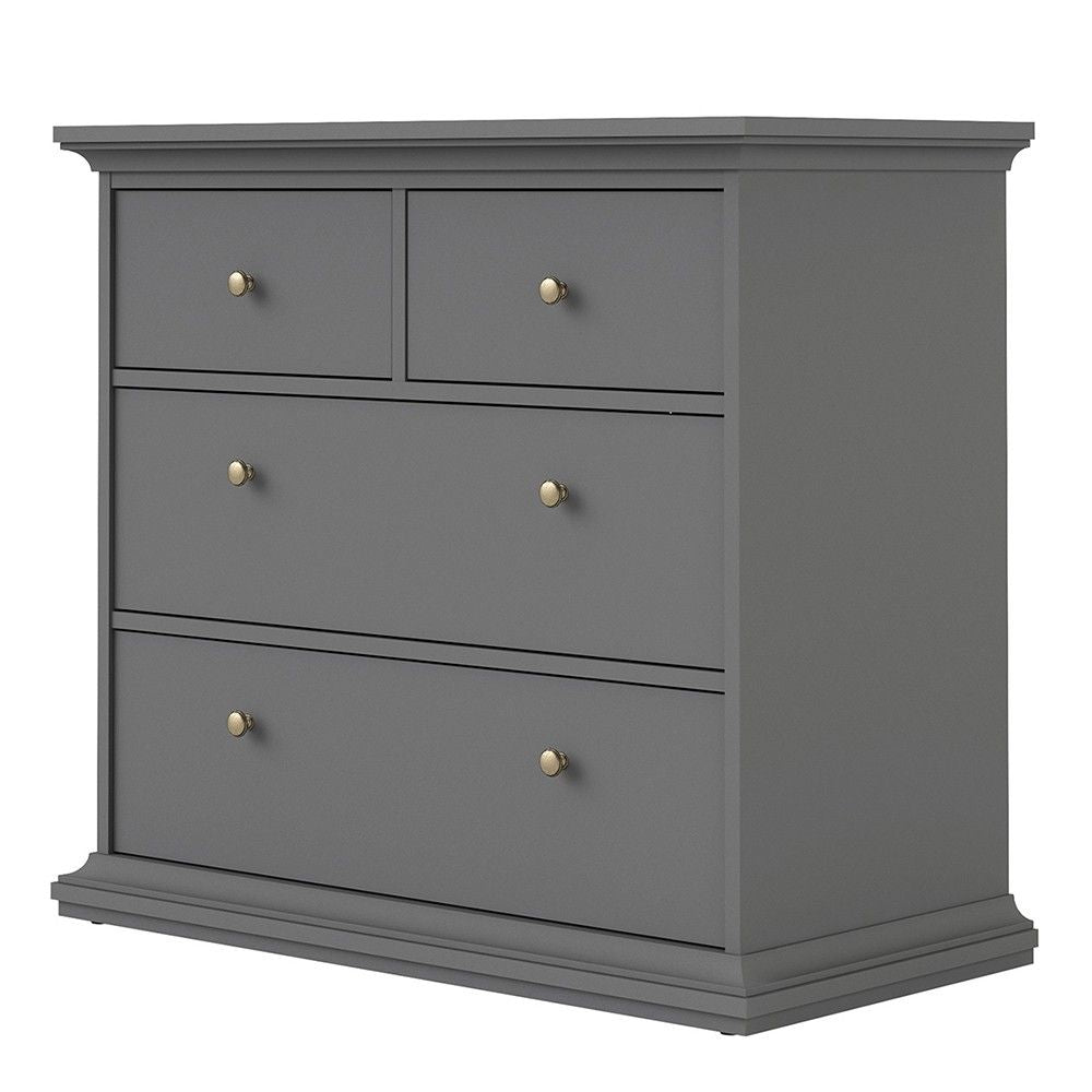 Matt Grey 4 Drawer Chest With Metal Knobs