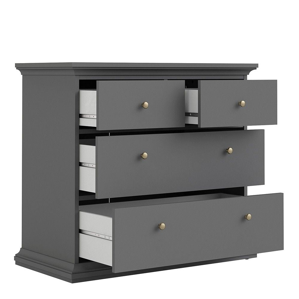 Matt Grey 4 Drawer Chest With Metal Knobs