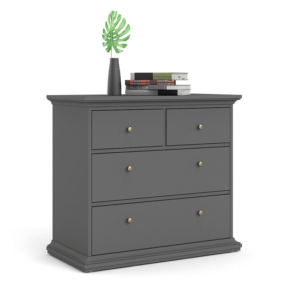 Matt Grey 4 Drawer Chest With Metal Knobs