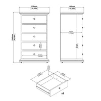 Thumbnail for Paris Chest 5 drawers in White