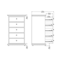 Thumbnail for Paris Chest 5 drawers in White