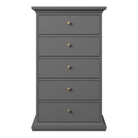 Thumbnail for Paris Chest 5 drawers in Matt Grey