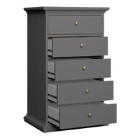 Thumbnail for Paris Chest 5 drawers in Matt Grey