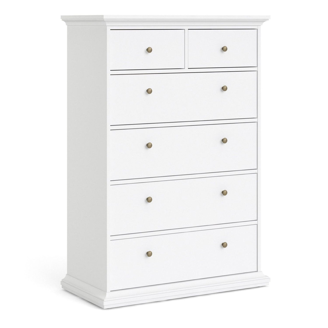 White Tall and Wide 2 Over 4 Chest of 6 Drawers