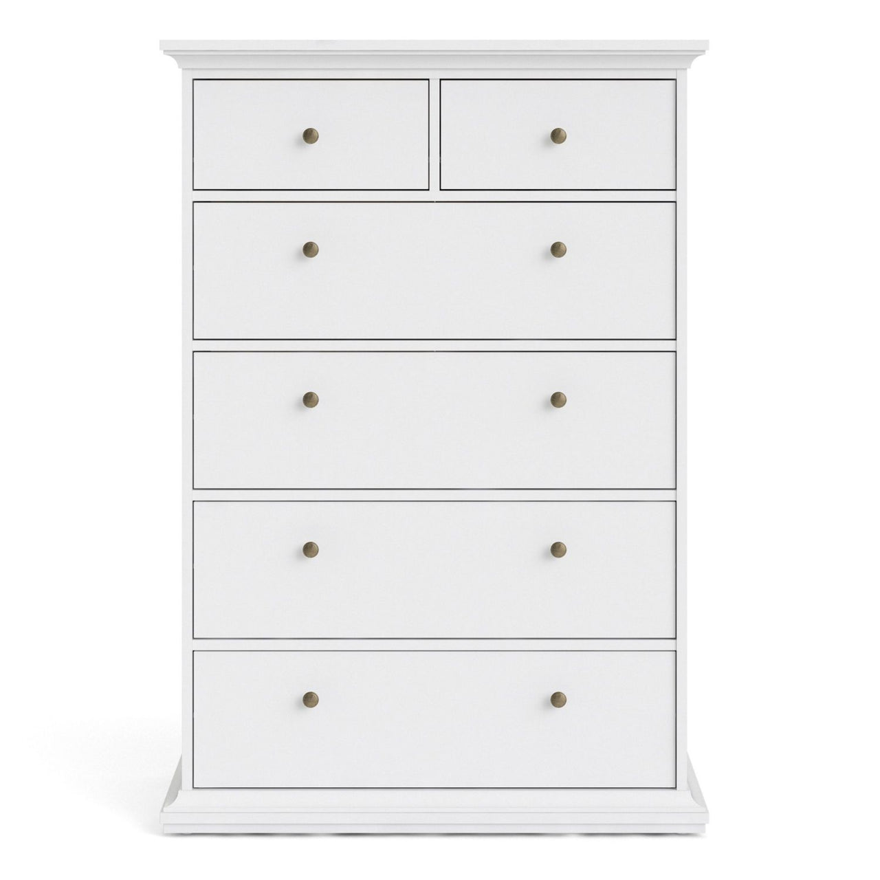 White Tall and Wide 2 Over 4 Chest of 6 Drawers