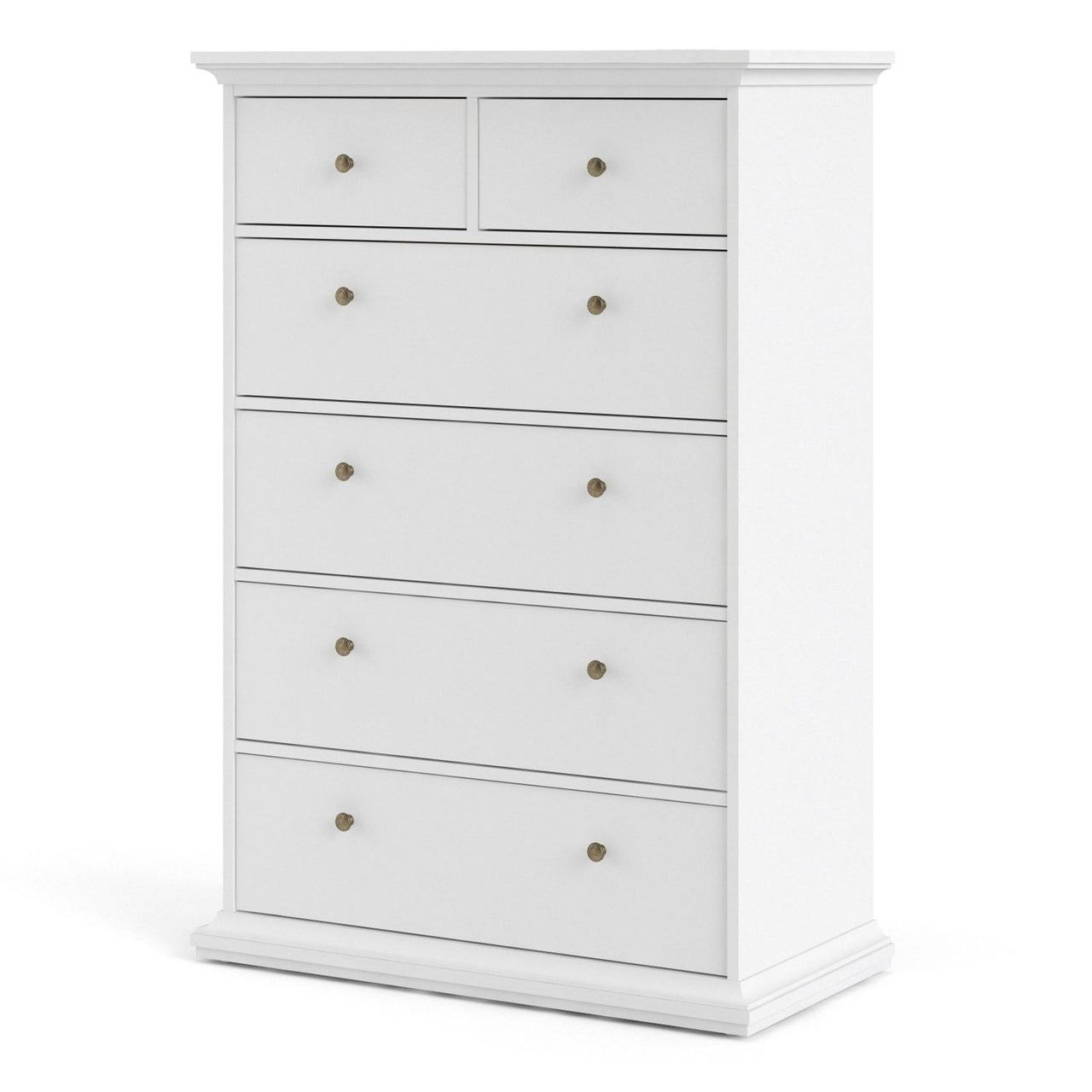 White Tall and Wide 2 Over 4 Chest of 6 Drawers