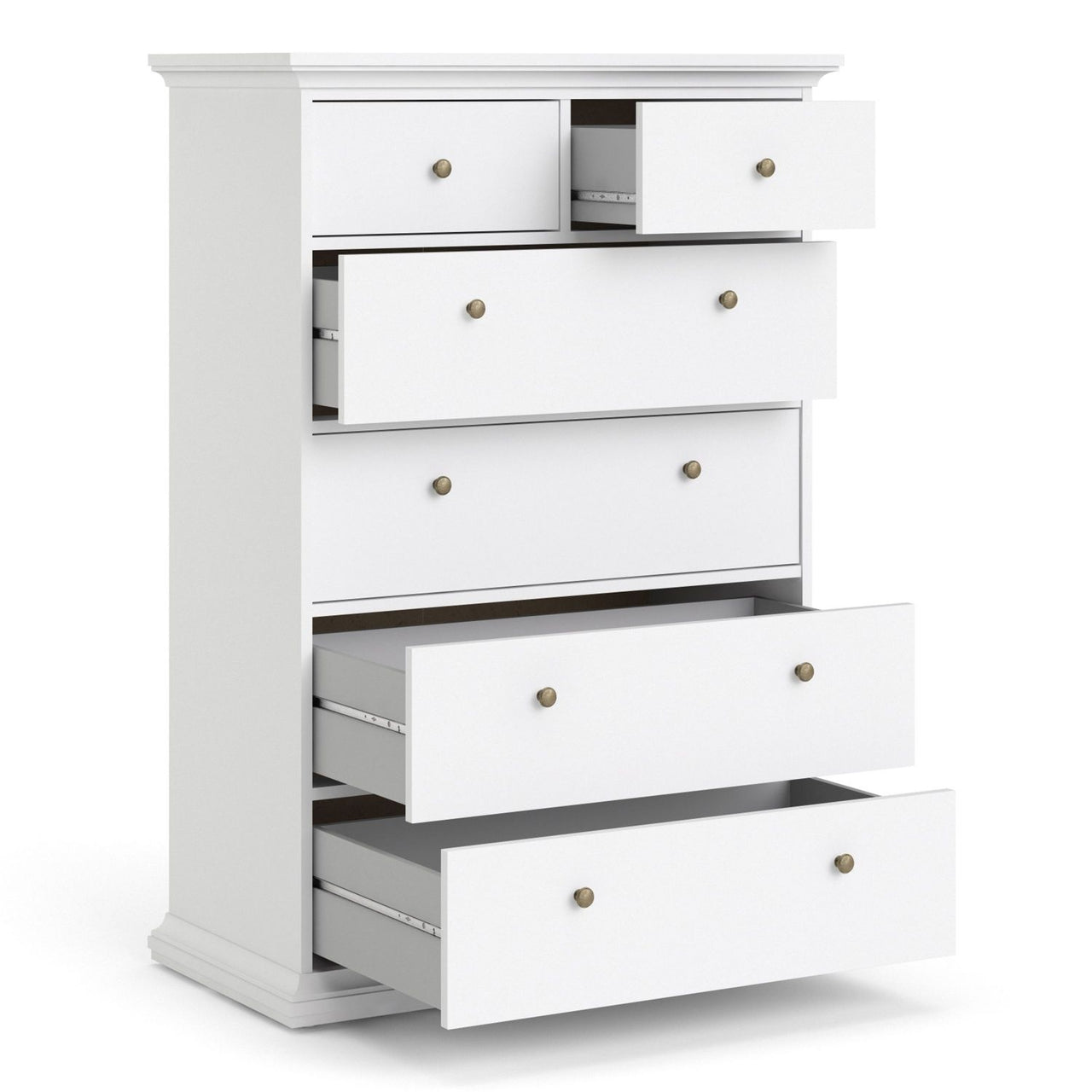 White Tall and Wide 2 Over 4 Chest of 6 Drawers