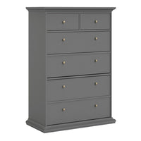 Thumbnail for Large Matt Grey Tall Chest of 2 Over 4 Drawers with Cornice Top