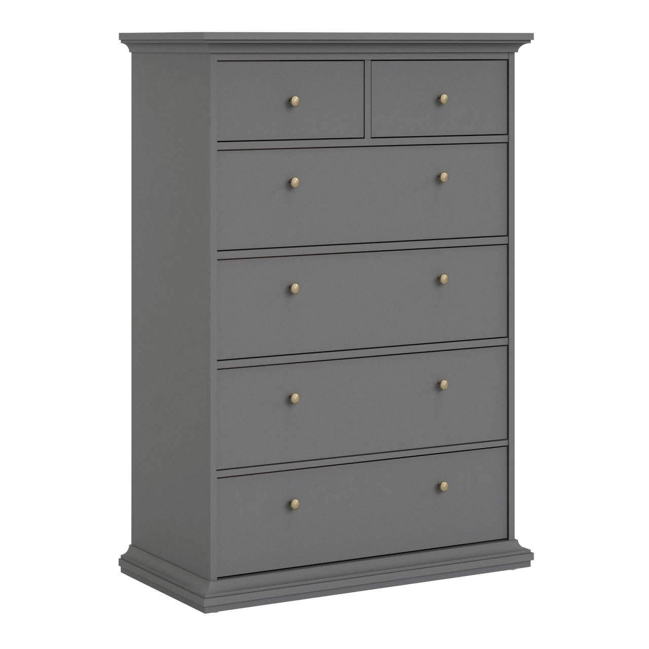 Large Matt Grey Tall Chest of 2 Over 4 Drawers with Cornice Top