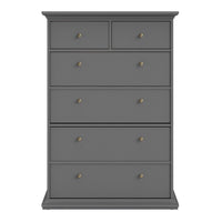 Thumbnail for Large Matt Grey Tall Chest of 2 Over 4 Drawers with Cornice Top