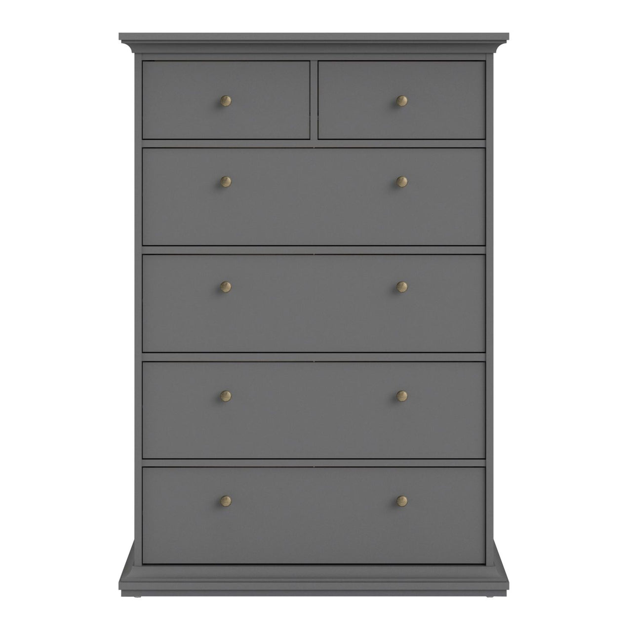 Large Matt Grey Tall Chest of 2 Over 4 Drawers with Cornice Top