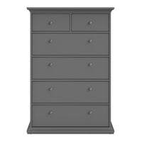 Thumbnail for Large Matt Grey Tall Chest of 2 Over 4 Drawers with Cornice Top