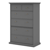 Thumbnail for Large Matt Grey Tall Chest of 2 Over 4 Drawers with Cornice Top