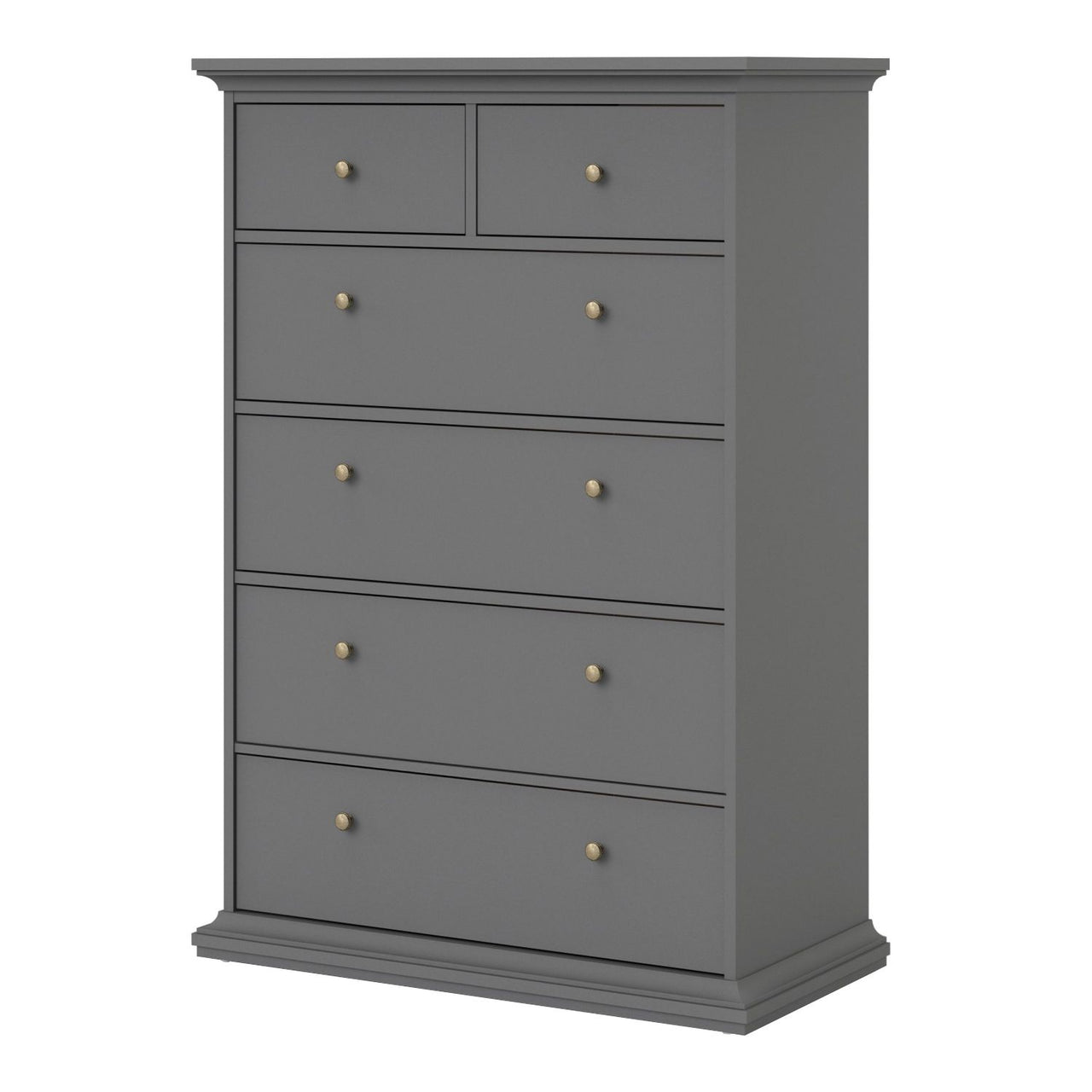 Large Matt Grey Tall Chest of 2 Over 4 Drawers with Cornice Top