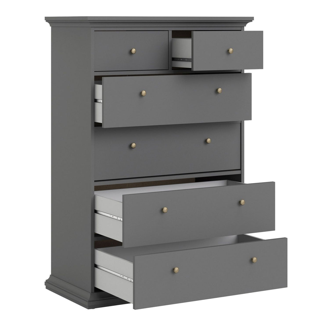 Large Matt Grey Tall Chest of 2 Over 4 Drawers with Cornice Top