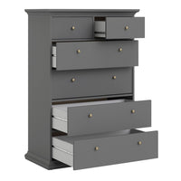 Thumbnail for Large Matt Grey Tall Chest of 2 Over 4 Drawers with Cornice Top