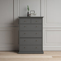 Thumbnail for Large Matt Grey Tall Chest of 2 Over 4 Drawers with Cornice Top