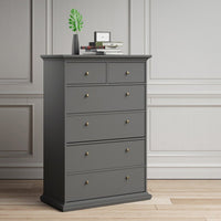 Thumbnail for Large Matt Grey Tall Chest of 2 Over 4 Drawers with Cornice Top