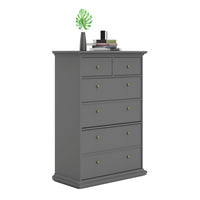 Thumbnail for Large Matt Grey Tall Chest of 2 Over 4 Drawers with Cornice Top