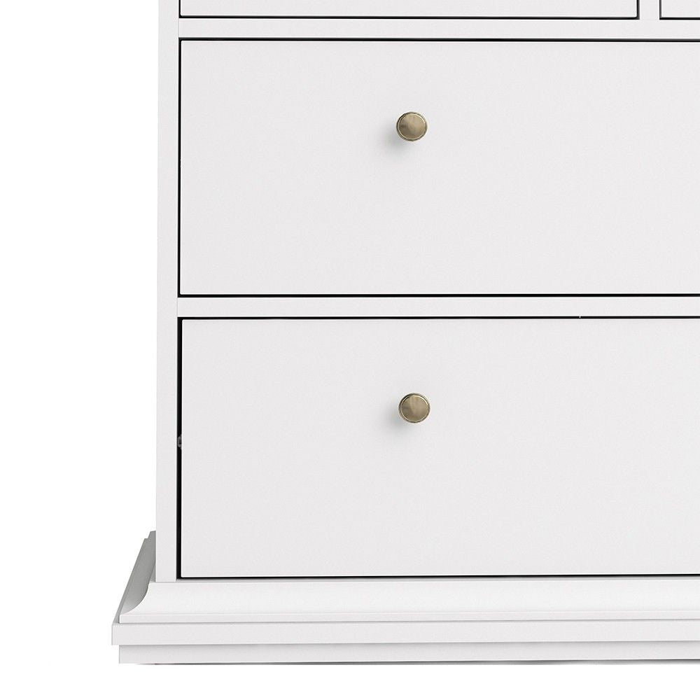 Large 180cm Wide White 8 Drawer Chest of Drawers