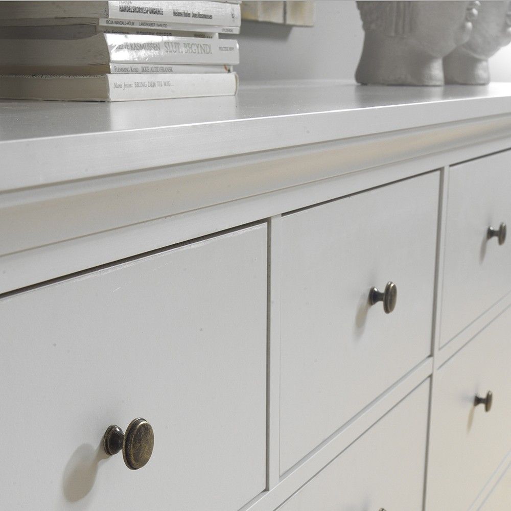 Large 180cm Wide White 8 Drawer Chest of Drawers