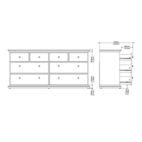 Thumbnail for Large 180cm Wide White 8 Drawer Chest of Drawers