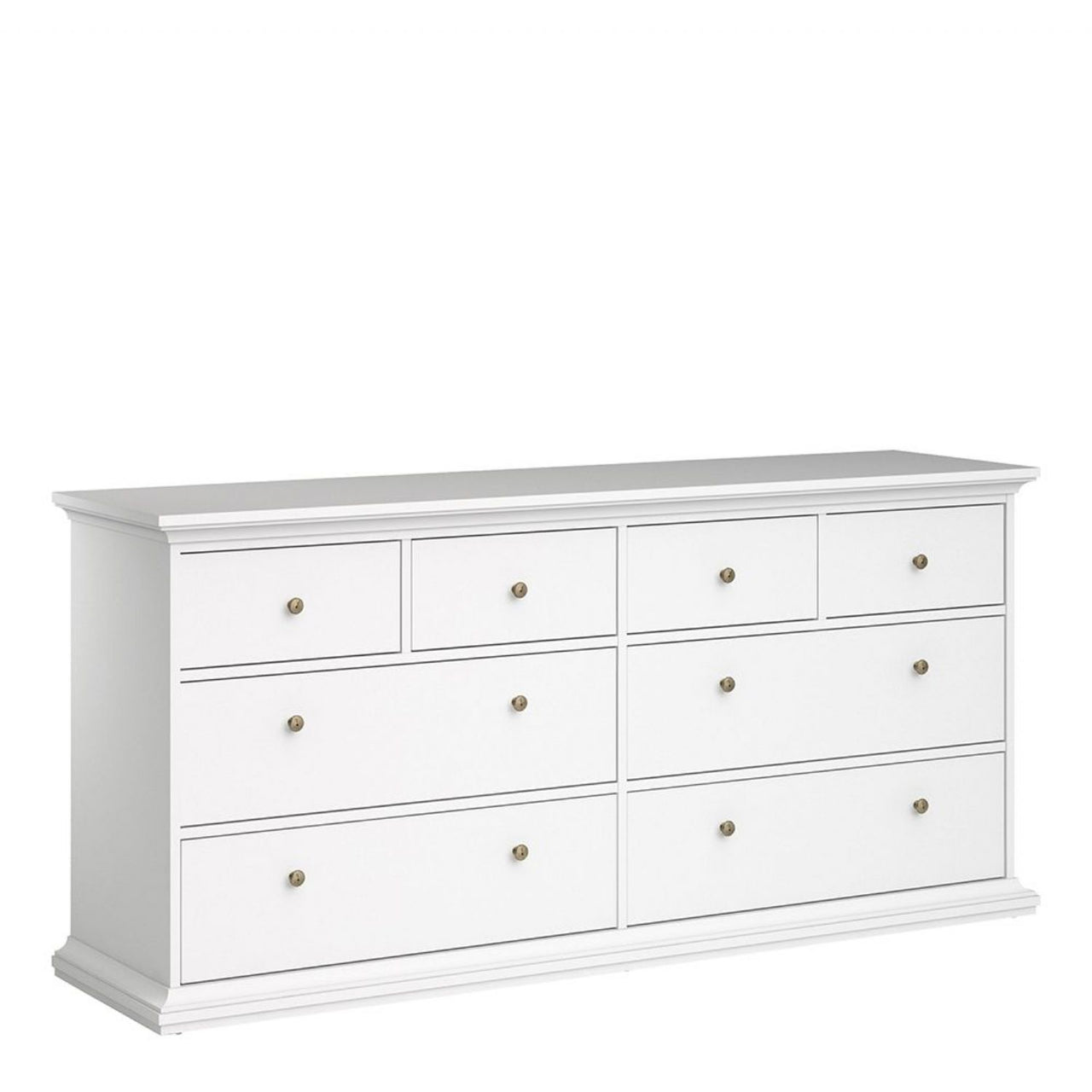 Large 180cm Wide White 8 Drawer Chest of Drawers