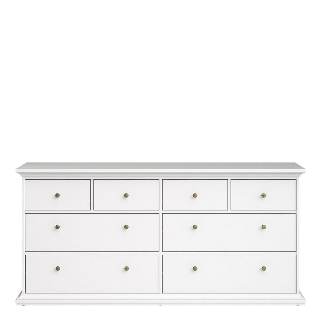 Large 180cm Wide White 8 Drawer Chest of Drawers