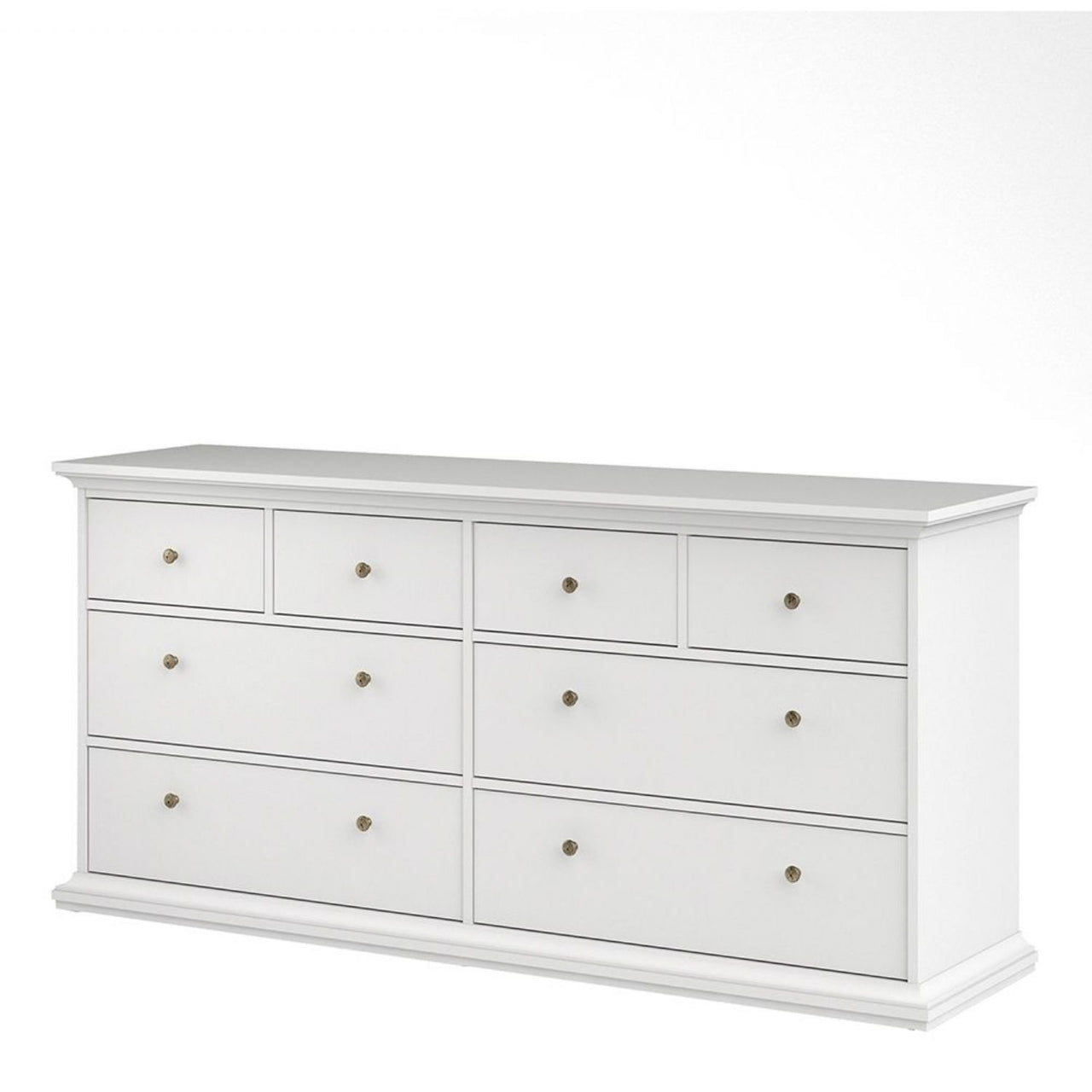 Large 180cm Wide White 8 Drawer Chest of Drawers