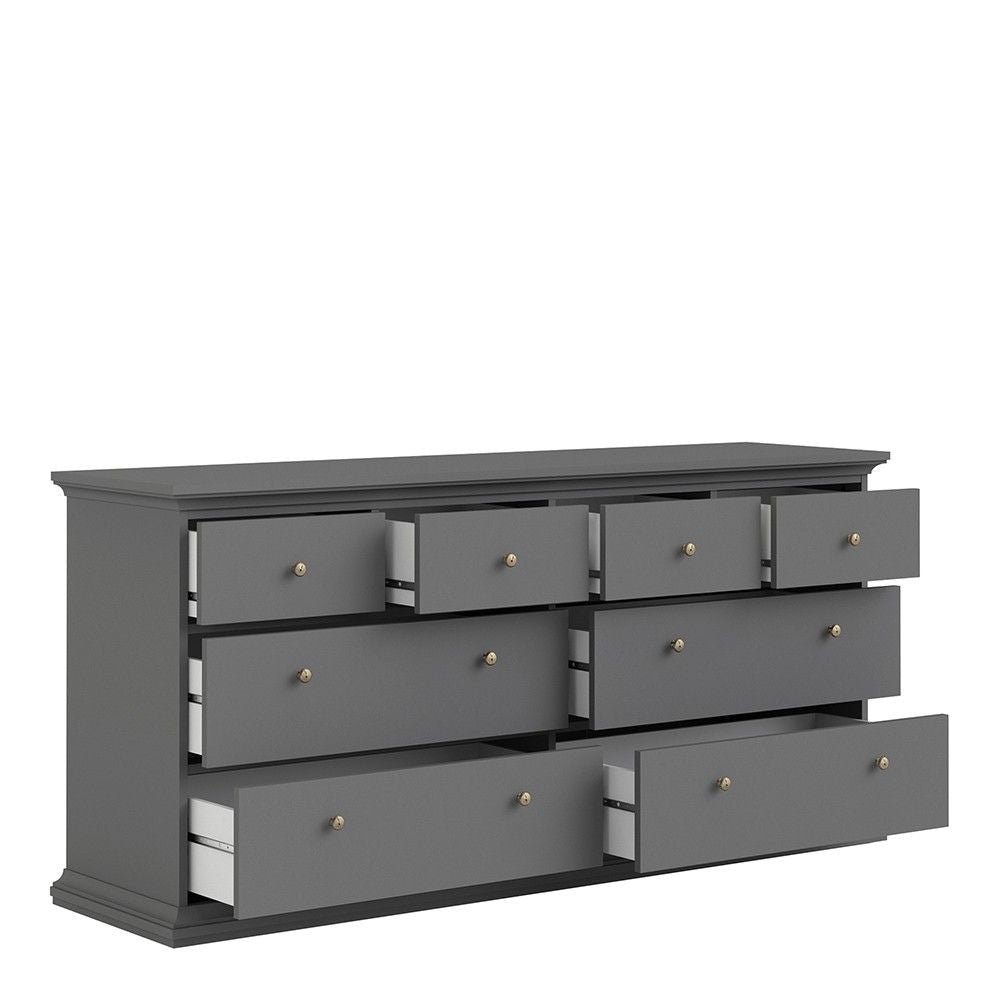 Matt Grey Large Wide Chest of 8 Drawers