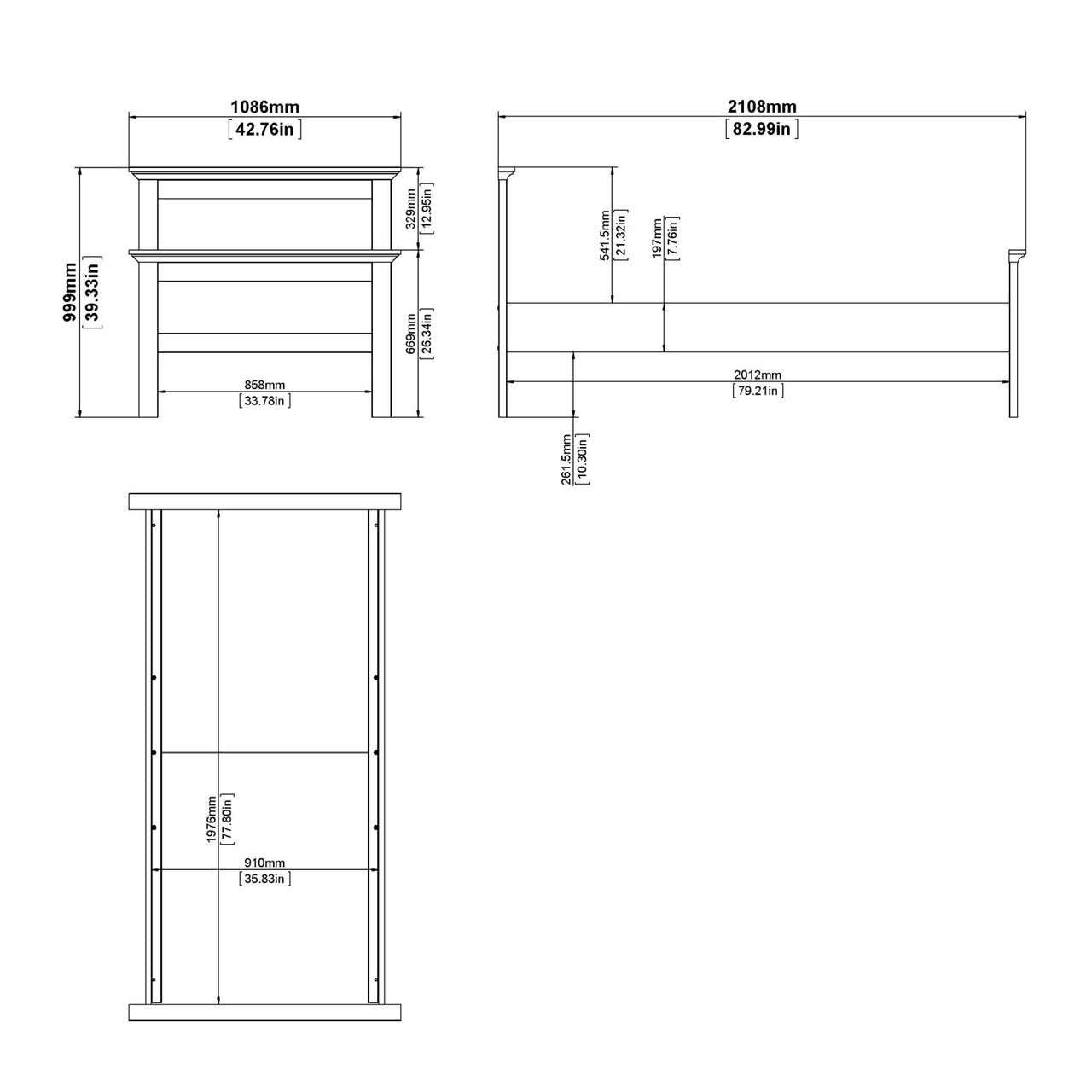 Matt Grey 3ft Single Bed