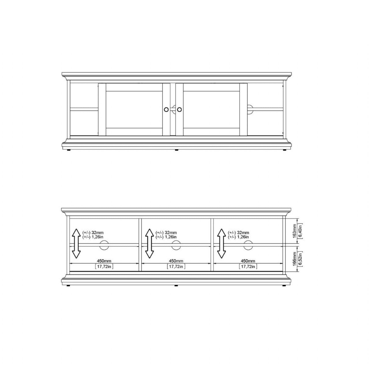 Paris TVunit 2 frame Doors in White