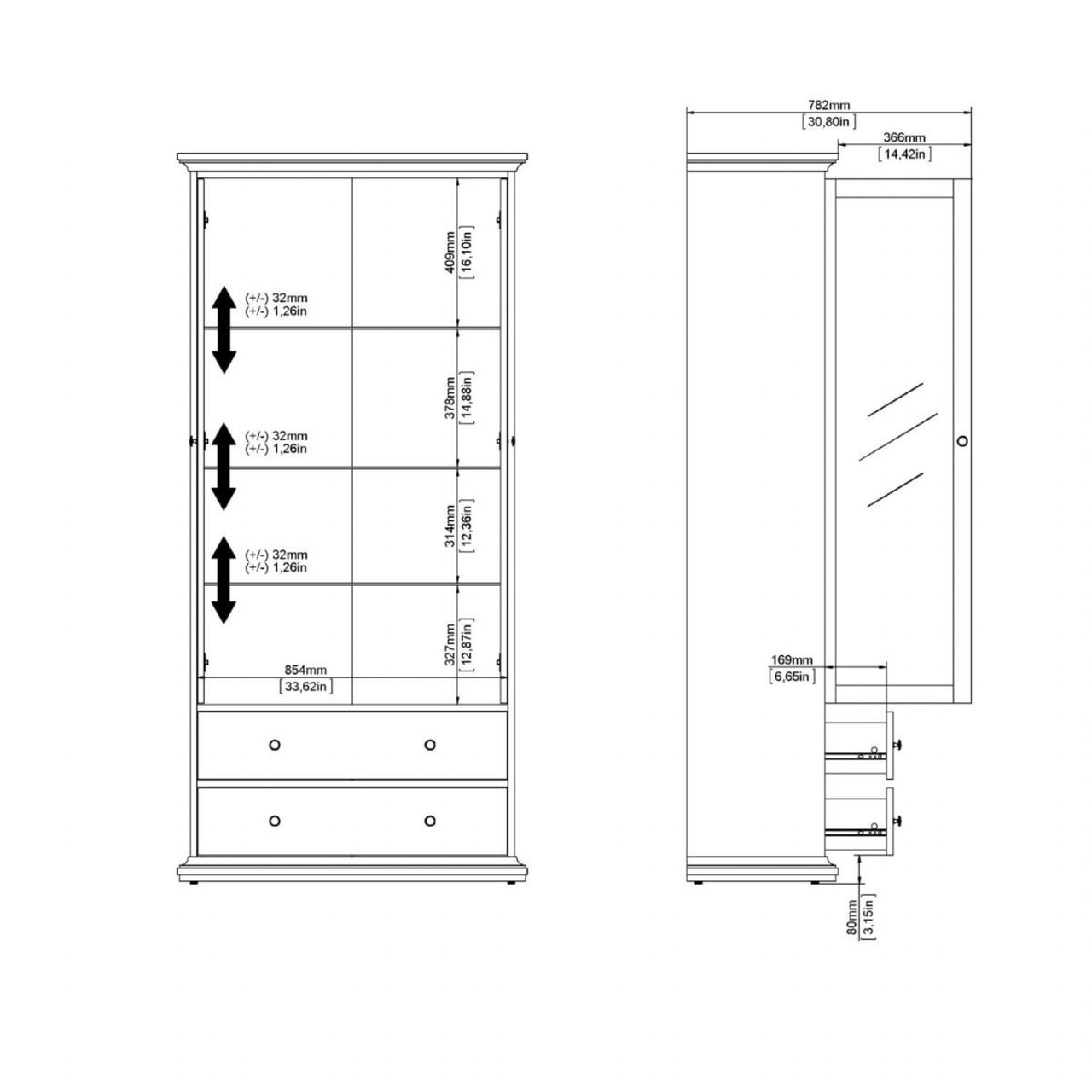 Paris China cabinet in White