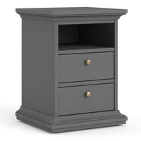 Thumbnail for Paris Package Bedside 2 Drawers in + Chest of 4 Drawers + Wardrobe with 2 Doors Matt Grey