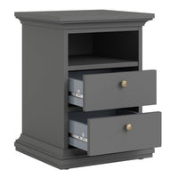 Thumbnail for Paris Package Bedside 2 Drawers in + Chest of 4 Drawers + Wardrobe with 2 Doors Matt Grey