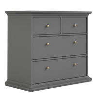 Thumbnail for Paris Package Bedside 2 Drawers in + Chest of 4 Drawers + Wardrobe with 2 Doors Matt Grey