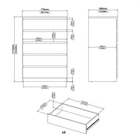 Thumbnail for Black Matt Chest of 5 Drawers