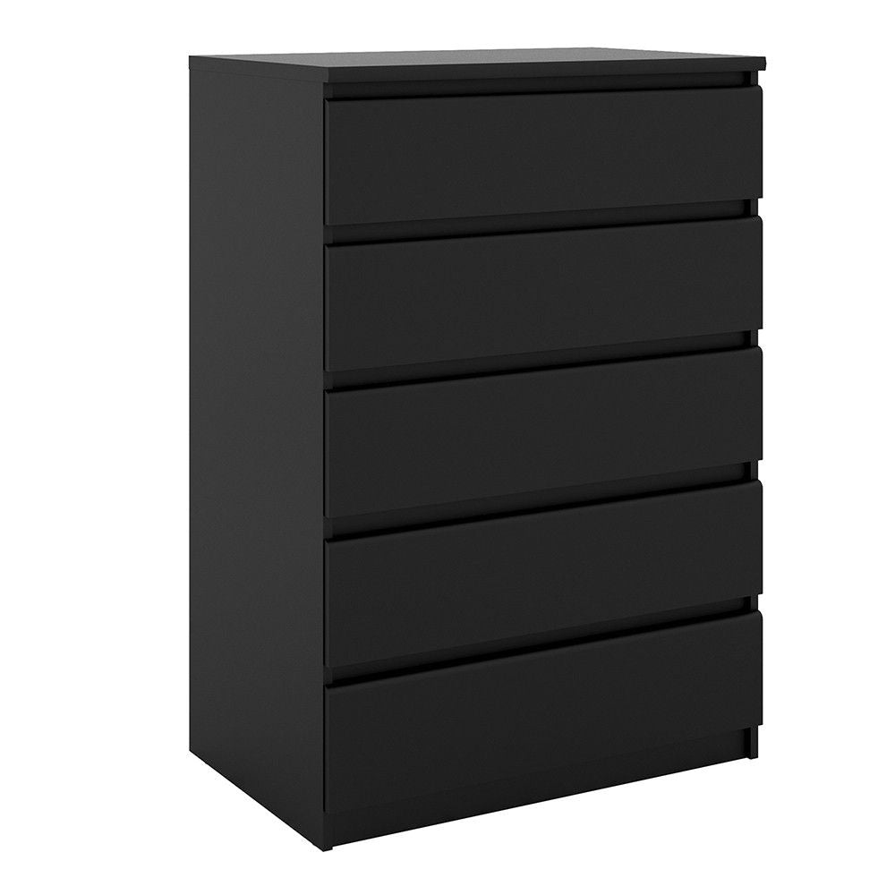 Black Matt Chest of 5 Drawers